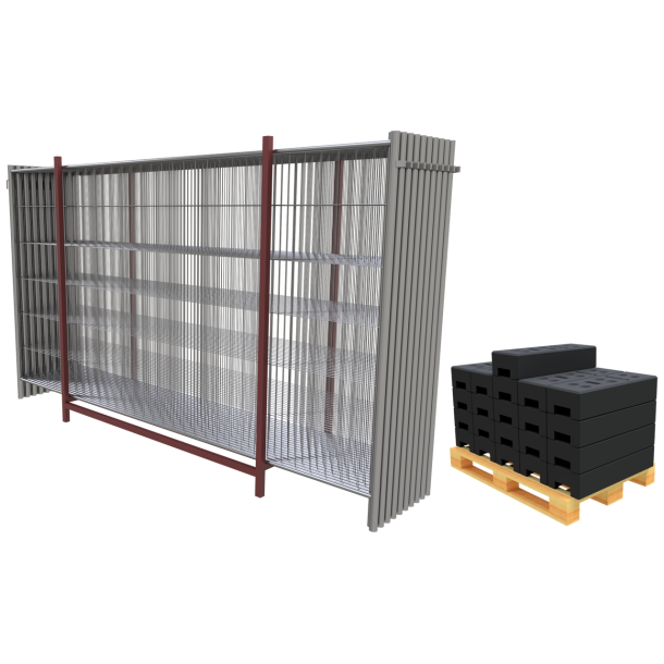 SET two-part | with 20 construction fences and accessories | on transport pallets | Mobile fence ,,Cloud